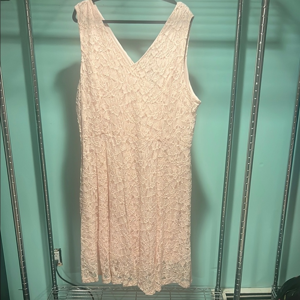 Elegant Lace Sleeveless Dress in Light Pink